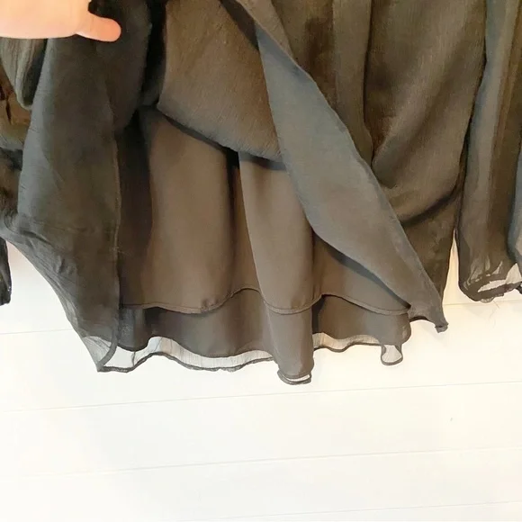 Catherine MaLandrino | Black Sheer Embroidered Bell Sleeve Blouse Size Medium - Picture 9 of 11